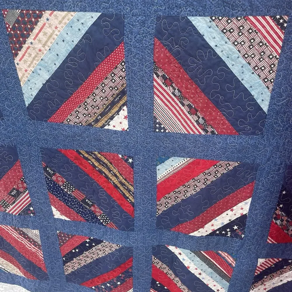 Patriotic Quilt Red, White & Blue Stars and Stripes – 72